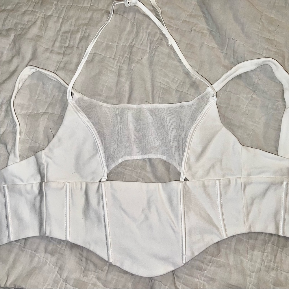 Shop Akira white corset halter top